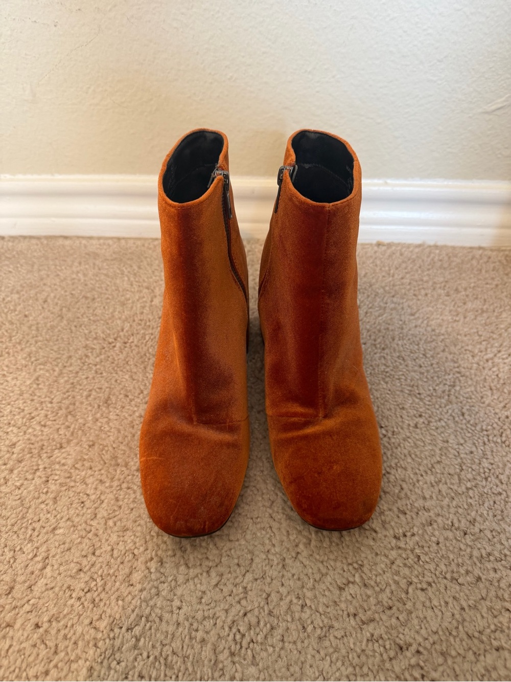 Women's Suede Ankle Booties in Rust Orange